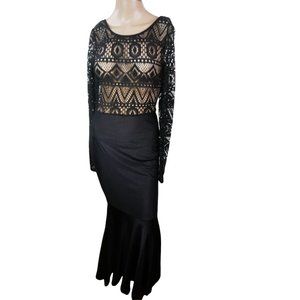 KTOO Black Long Sleeve Maxi Party Formal Dress womens Size: Large